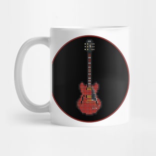 Tiled Pixel Red SG Guitar in a Black Circle Mug